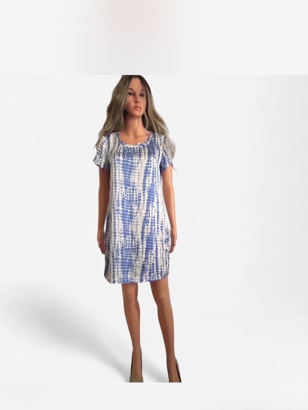 Michael Kors Blue and White Patterned Dress
